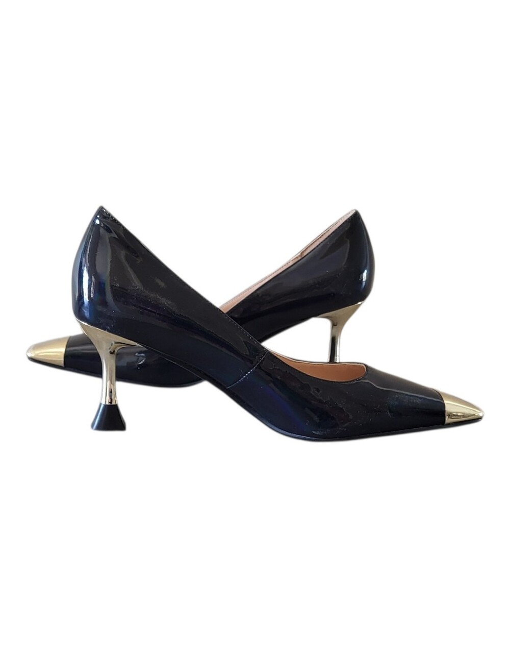Findvell Women's Iridescent Black Patent Mid-Heel Pumps - SIZE 8.5